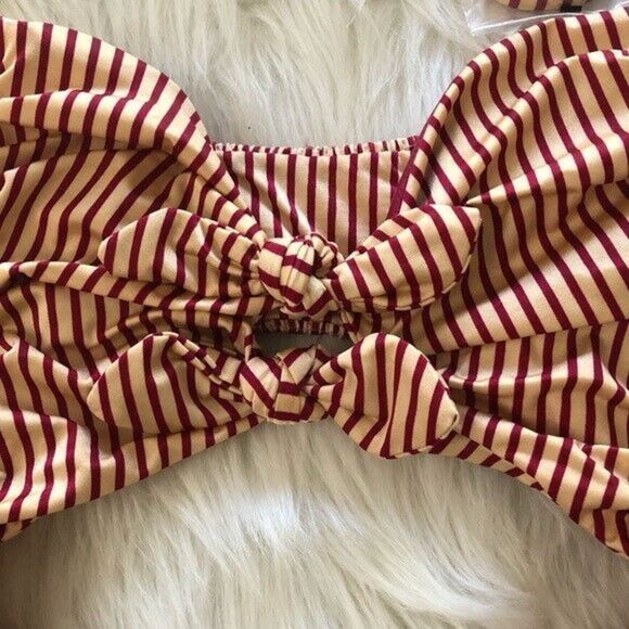 TORI PRAVER 1R19SOROST ROUX 1-PIECE CUTOUT BANDEAU BIKINI TIE FRONT HALTER GOLD - Picture 10 of 12